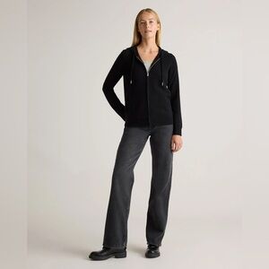 Quince Mongolian Cashmere Full-Zip Hoodie Size XL Black